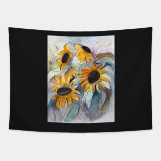 Loose semi-abstract sunflower painting Tapestry