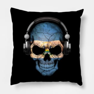 Dark Skull Deejay with El Salvador Flag Pillow