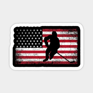 Hockey American Flag 4th of July Patriotic USA Dad Men Son Magnet