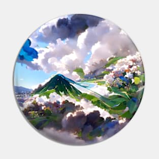 Beautiful Mountain Airy Skies Flower Nature Garden Village Pin