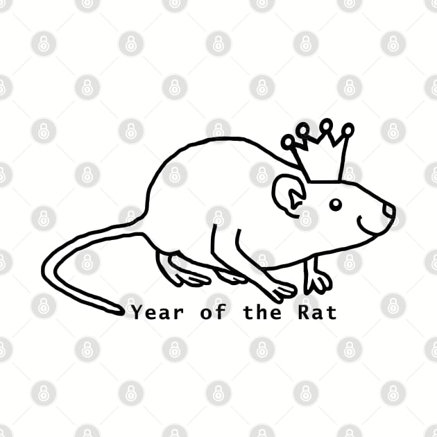 Year of the Rat with Crown Outline by ellenhenryart