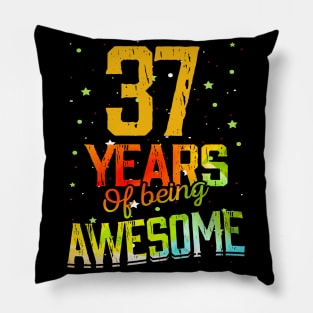 37 Years Of Being Awesome Gifts 37th Anniversary Gift Vintage Retro Funny 37 Years Birthday Men Women Pillow