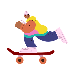 Colorful Cartoon Skateboarder Illustration | Skateboarding Sports T-Shirt