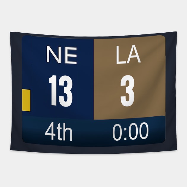 Superbowl 53 Final Score - New England Patriots 13/ Los Angeles Rams 3 Tapestry by xavierjfong