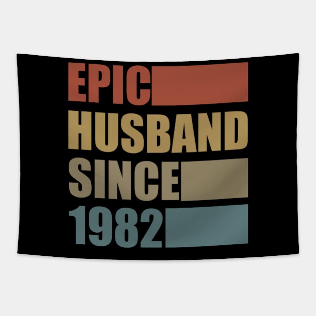 Vintage Epic Husband Since 1982 Tapestry by Bunzaji