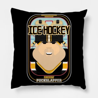 Ice Hockey Black and Yellow - Faceov Puckslapper - Victor version Pillow