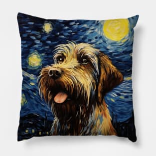 Wirehaired Pointing Griffon Starry Night Pillow