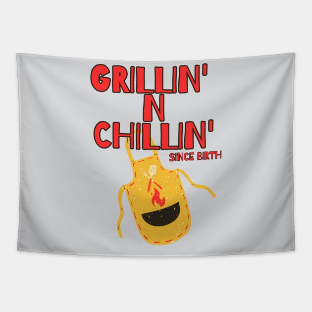 Grillin' n Chillin' | Grilling Dad Tapestry by Barts Arts