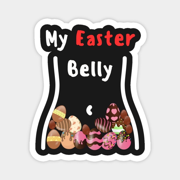 Funny Chocolate Eggs Chocolate Bunny Full belly Easter Feast Magnet by Artstastic