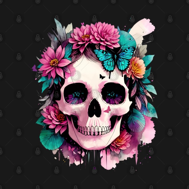 Lady skull, sugar skull, dark, La catrina, calavera, skeletons lovers, cool skulls, bones, gothic floral lady by Collagedream