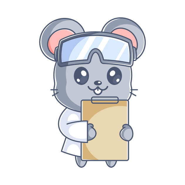 Cute mouse scientist with clipboard cartoon by Wawadzgnstuff