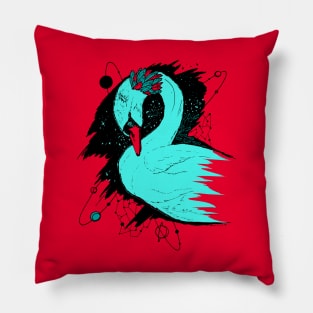 Turqred Swan Among The Stars Pillow