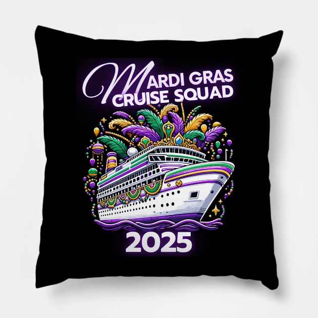 Mardi Gras Cruise Squad New Orleans Family Matching Trip Pillow by AimArtStudio