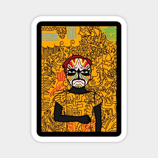 Exquisite Digital Art Collectible - Character with FemaleMask, ChineseEye Color, and DarkSkin on TeePublic Magnet