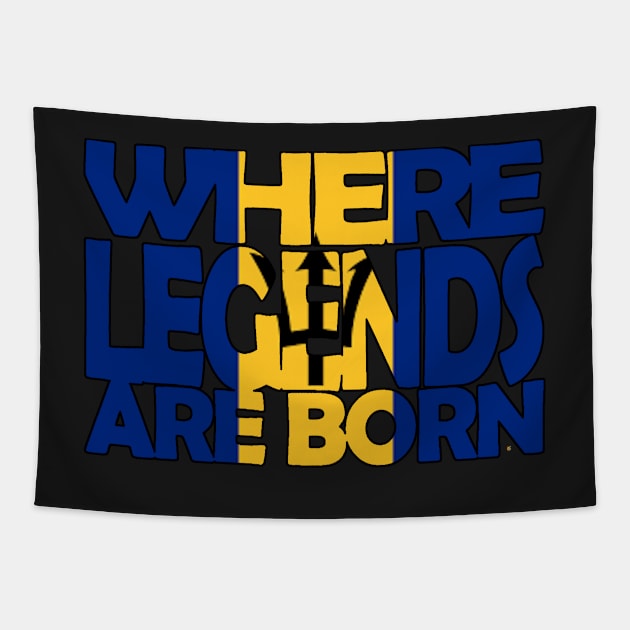 Flag of Barbados - Where Legends Are Born  - Soca Mode Tapestry by Soca-Mode