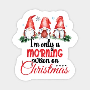 I'm Only A Morning Person On Christmas, December 25th Funny Gnomes Christmas Saying Magnet