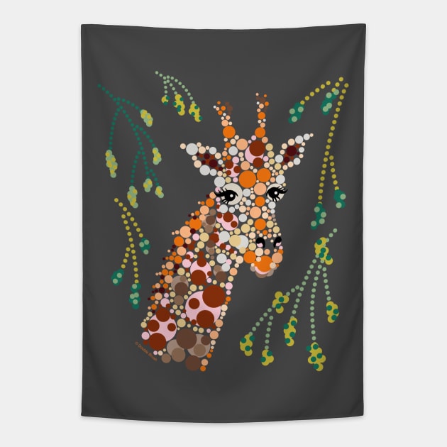 Pretty Giraffe Graphic Design Circles Bubbles Dots Tapestry by DoubleBrush