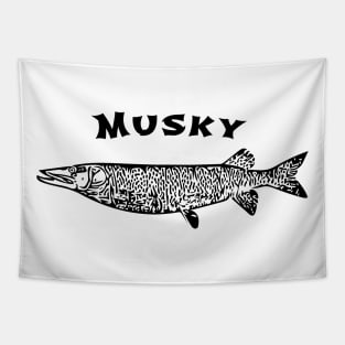 Musky Sports Fishing Design Tapestry