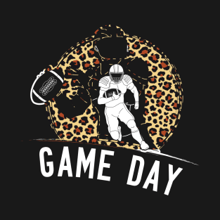 Game day Football Leopard Gift idea for football lovers T-Shirt