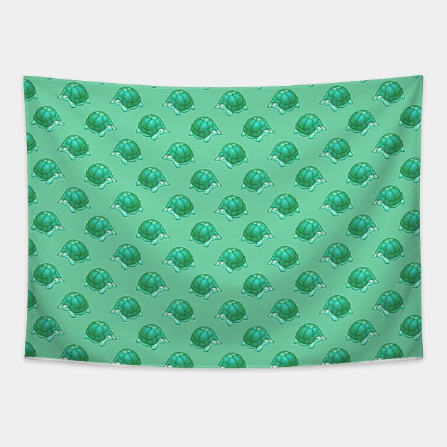 Aqua Green Turtle Pattern Tapestry by saradaboru