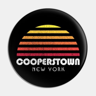 Cooperstown New York Vacation Retro Sunset Pin