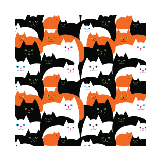 Orange Black and White Cats Happy Family T-Shirt