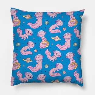 Kawaii Axolotl Space Pattern Pillow