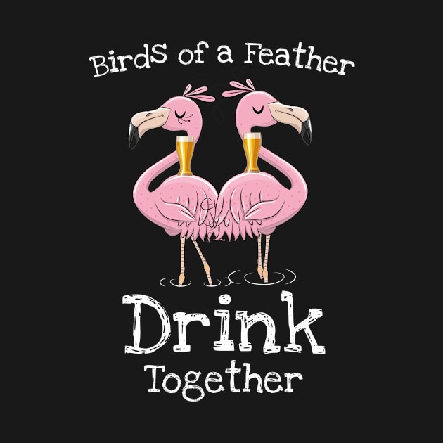 Birds of a feather drink together funny flamingo print by SzarlottaDesigns