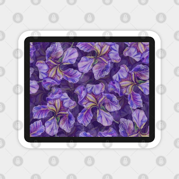 Iris watercolor pattern Magnet by olgart