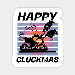 Happy Cluckmas Merry Christmas Thanksgiving Funny Retro Turkey Dinner Magnet