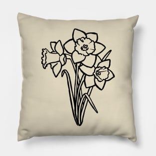 Daffodil Line Art Pillow