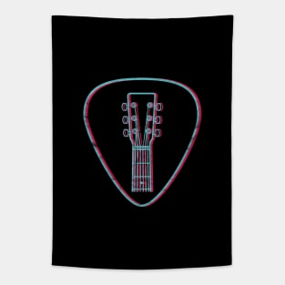 3D Acoustic Guitar Headstock Guitar Pick Dark Theme Tapestry