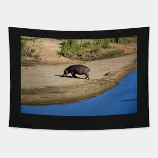 Hippo on Crocodile River Tapestry