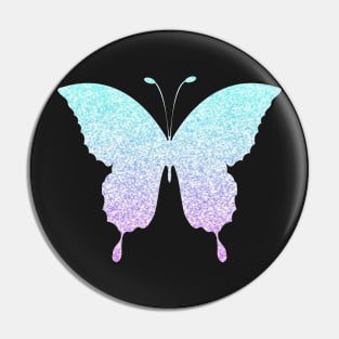 Pastel Blue and Purple Ombre Faux Glitter Butterfly Pin