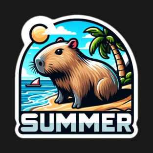 Cute summer capybara on the beach T-Shirt