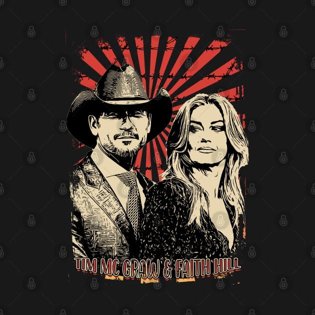 Tim McGraw and Faith Hill  Retro Vintage Aesthetic by Ihkwan Art