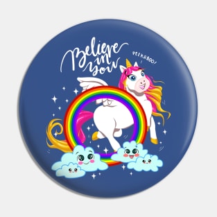 Winged Unicorn Playing Peekaboo Pin