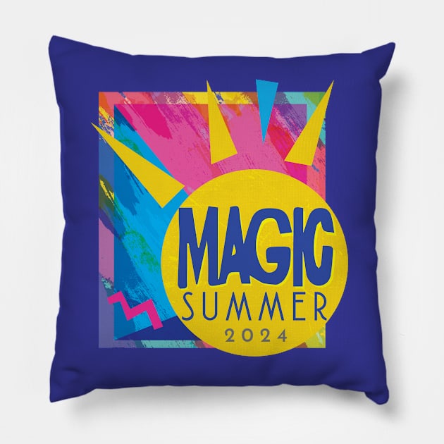 Magic Summer 2024 Retro Pillow by CreativeKristen