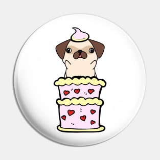 Pug dog Jumping out of a cake Pin