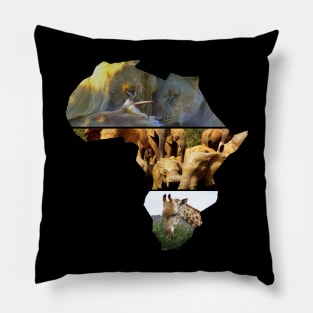 African Wildlife Continent Collage Pillow