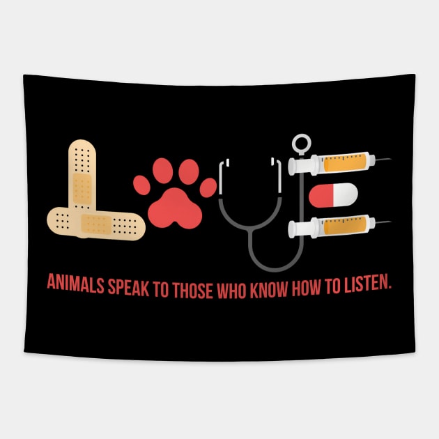 Veterinarian Love Vet Tech Animal Tapestry by Weirdcore