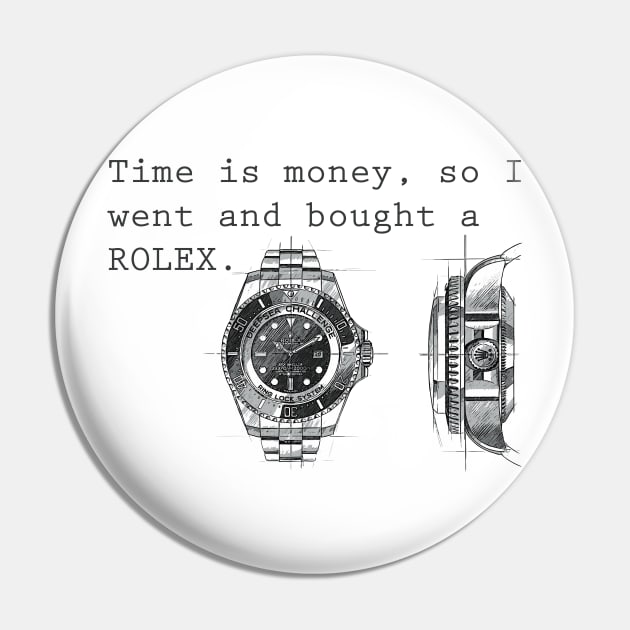 Time Is Money Pin by HSDESIGNS