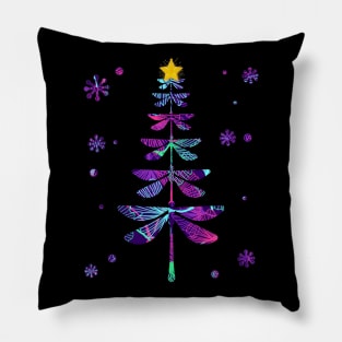 dragonfly christmas tree Pillow