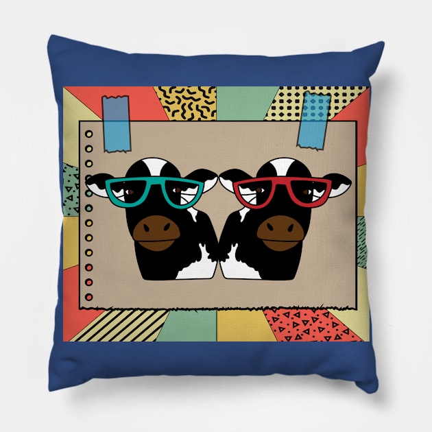 Funny Cow With Sunglasses Muh Pillow by flofin