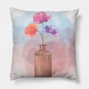 Watercolor flowers painting Pillow