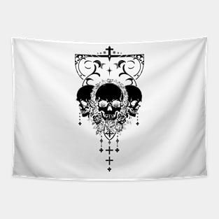 Skulls & Roses Symphony black Tapestry