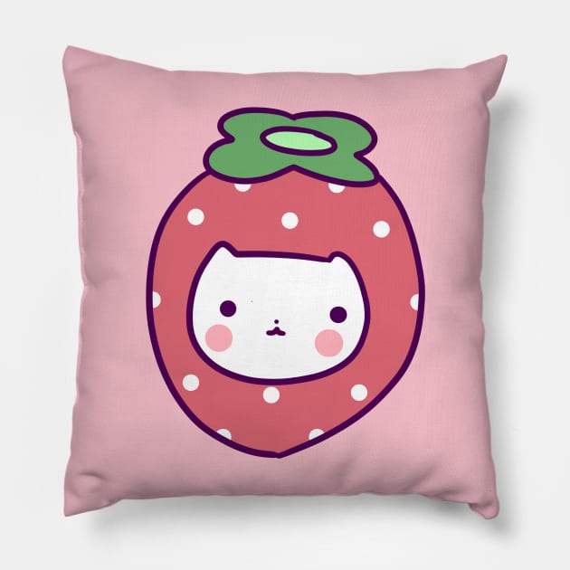 Strawberry Cat Face Pillow by saradaboru