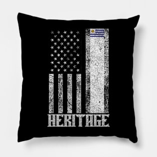 Uruguay Hispanic Heritage destressed flag Pillow