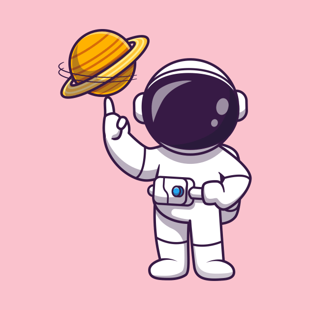 Astronaut Playing Planet Ball Cartoon by Catalyst Labs