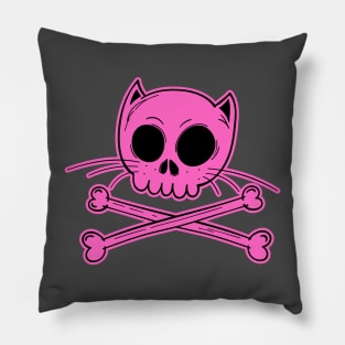 Pirate Cat Pink Pillow